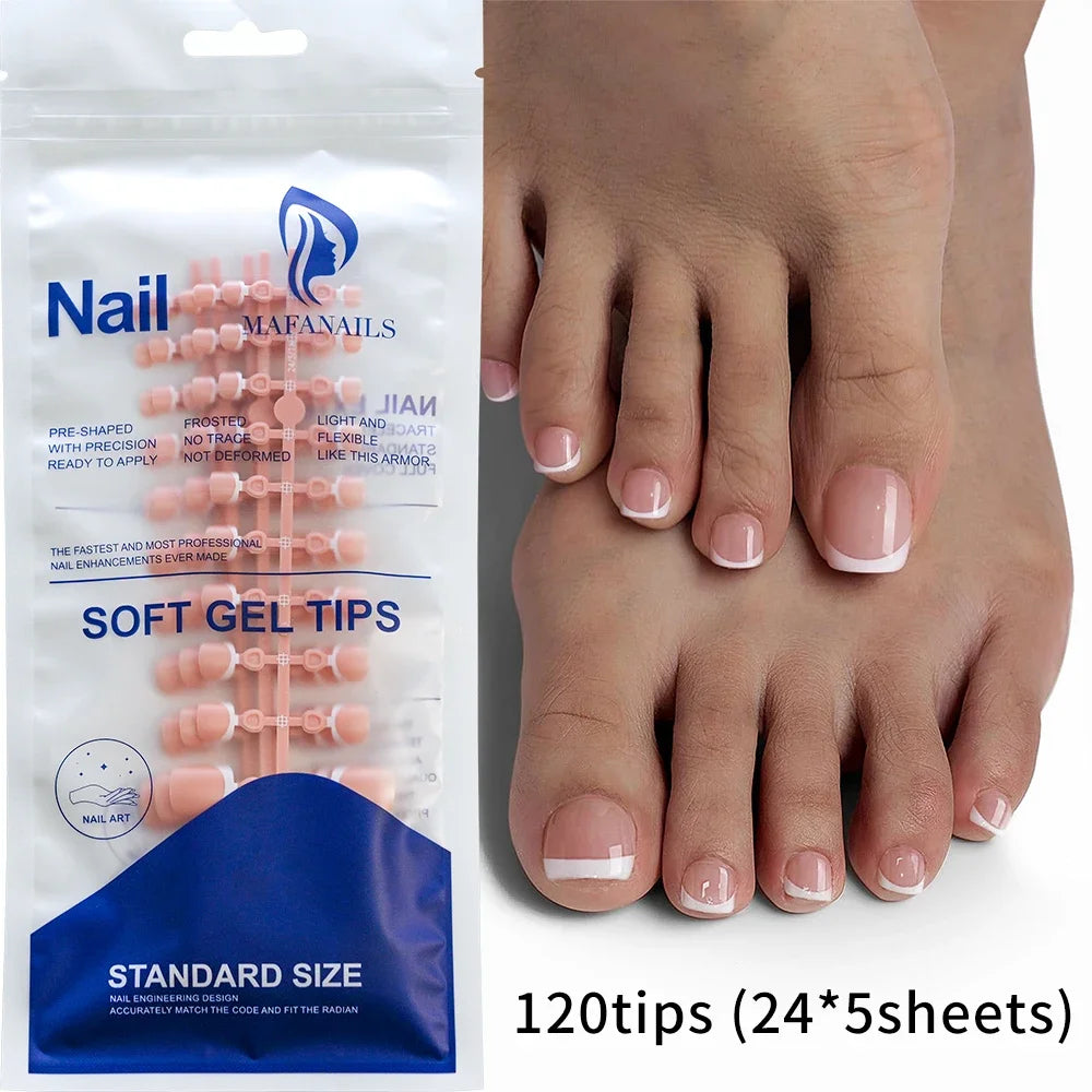 144pcs Short Square False Toe Nails Lake Blue/White/Red/Nude Press on Toenails Glossy Full Cover Toe Nails 100/120pcs Artificial