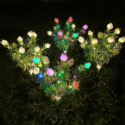 LED Gardenia, Rose, Lily Solar Outdoor Artificial Lantern, Garden Decoration, Lawn Lantern, Grass Atmosphere Light