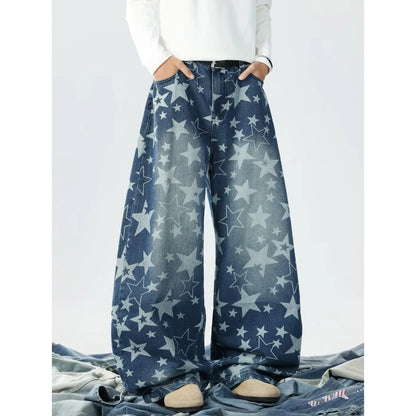 Men's Baggy Jeans Unisex Y2K Trendy Casual Wide Leg Denim Pants High Street Oversize Trousers American Style Streetwear Fashion