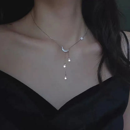 Silver Color Love Asymmetric Chain Necklace for Women Sweet Temperament Party Jewelry 925 Stamp Gifts Dropship