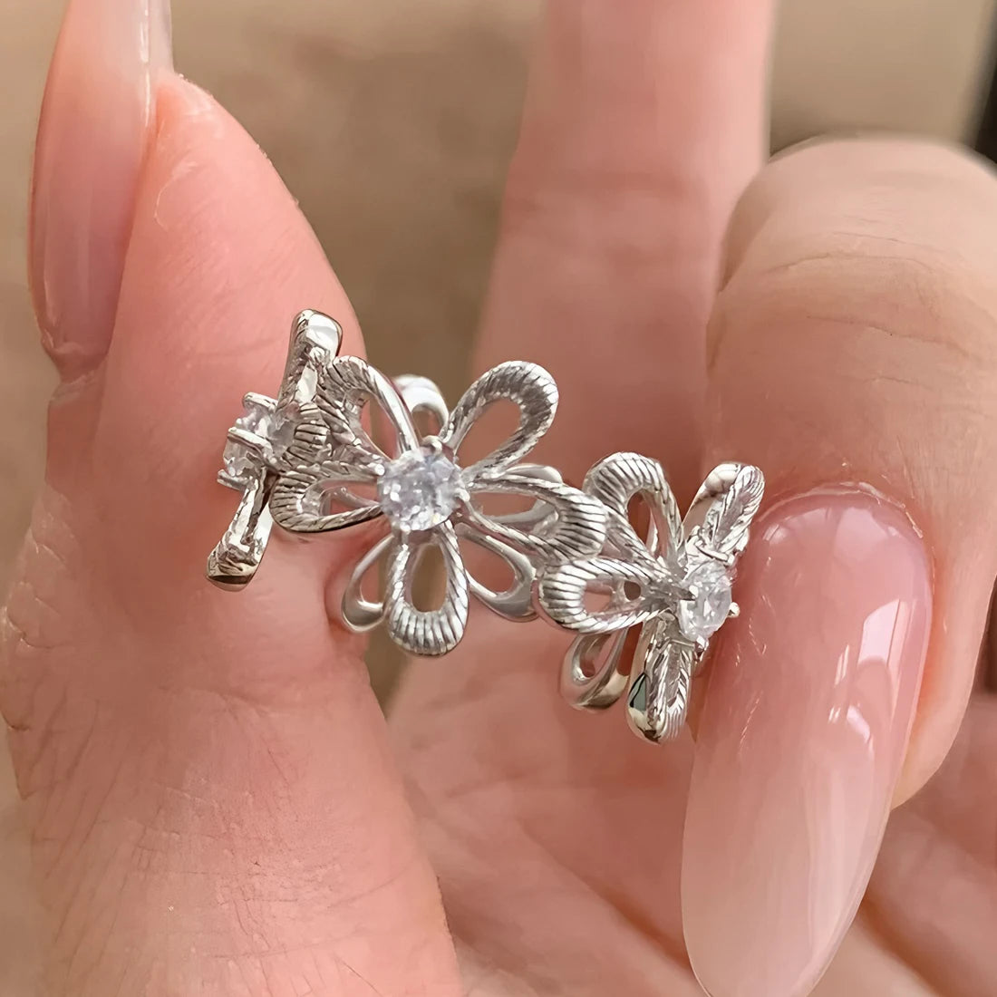 VENTFILLE 925 Sterling Silve Love Heart  Ring for Women Girl Gift Line Pearl Korean Sweet  Jewelry Birthday Gift Dropshipping