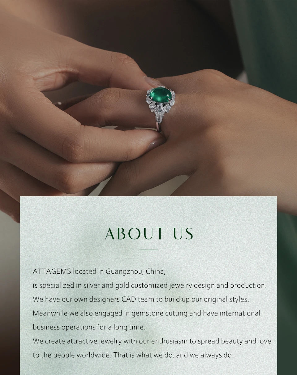 ATTAGEMS 925 Sterling Silver 18K Gold Plated Emerald Engagement Ring Wedding Bands Fine Jewelry Wholesale Drop Shipping