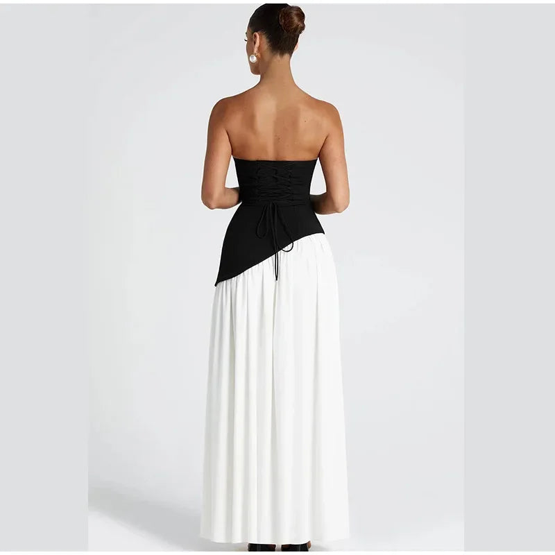 Elegant Off-shoulder Strapless Yellow Long Dresses 2025 Summer Party Dress Women Pleat Scarf Neck Holiday Evening Lady Vestidos