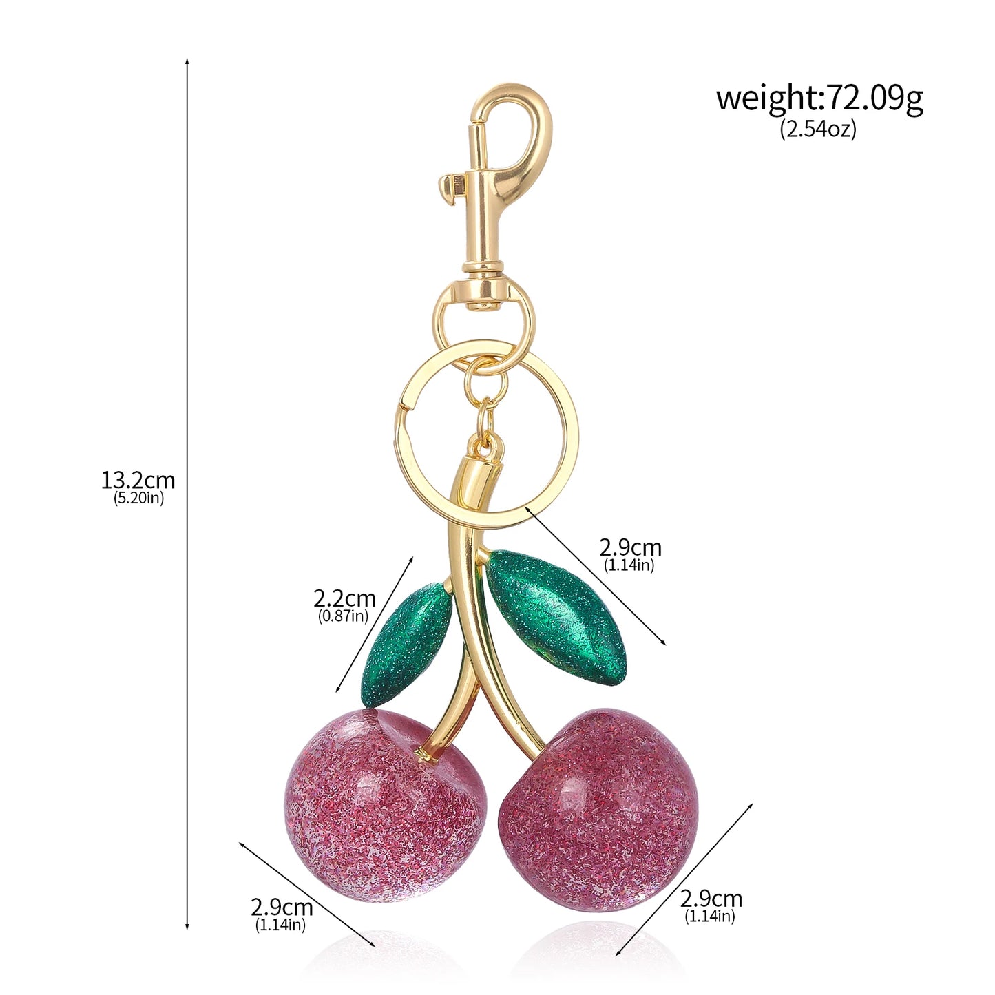 Fashion Red Cherry Keychain Pendant Summer Fruits Keyring for Women Men Bag Jewelry Accessory Gift