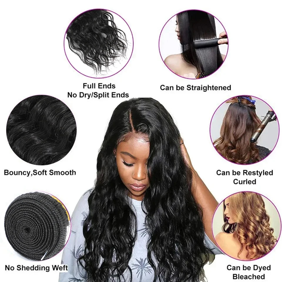 8-30 Inch Natural Wave Bundles 100% Unprocessed Brazilian Human Hair Double Weft Weaving Raw Hair Extensions 2 3 4 Bundles Deals