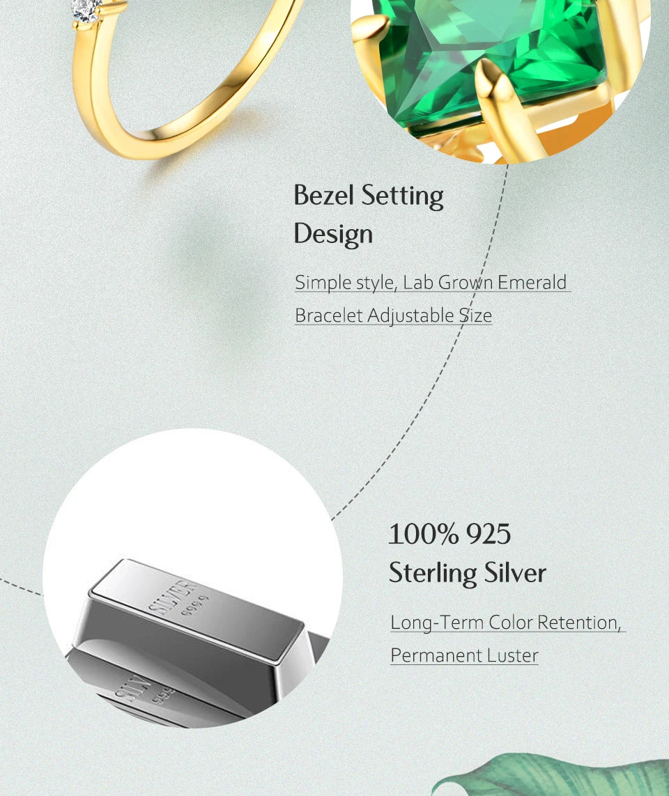 ATTAGEMS 925 Sterling Silver 18K Gold Plated Emerald Engagement Ring Wedding Bands Fine Jewelry Wholesale Drop Shipping