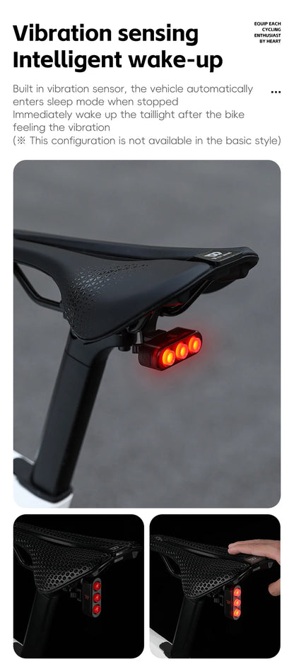 WEST BIKING Bike Taillight IP66 Waterproof Smart Brake Sensing Rear Light Auto Start/Stop LED Cycling Taillight Bike Accessories