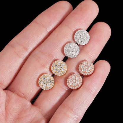 BXINY GRA Certified Full Moissanite Earrings 100% S925 Silver 18K Gold Plated Round Ear Studs for Women Men Hiphop Gifts Jewelry