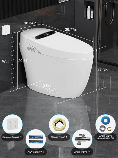 Hcore Smart One-piece Tankless Toilet Heated Seat Night Light Auto Flush Auto Open/Close Seat Slow Close Comfort Height