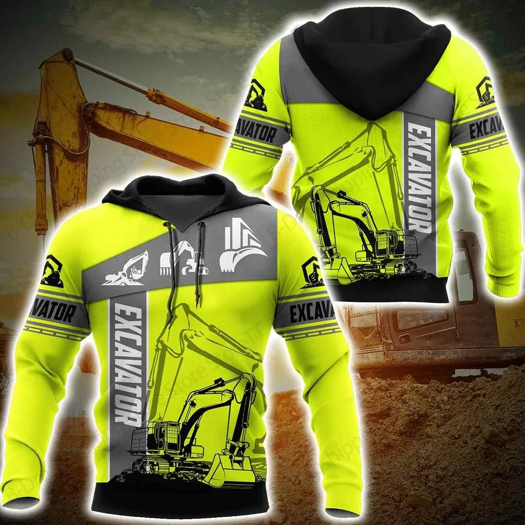 New Excavator Hoodie Sweatshirt Excavator Truck 3d Print Hoodie Men Women Fashion Oversized Tracksuit Working Clothes Operator