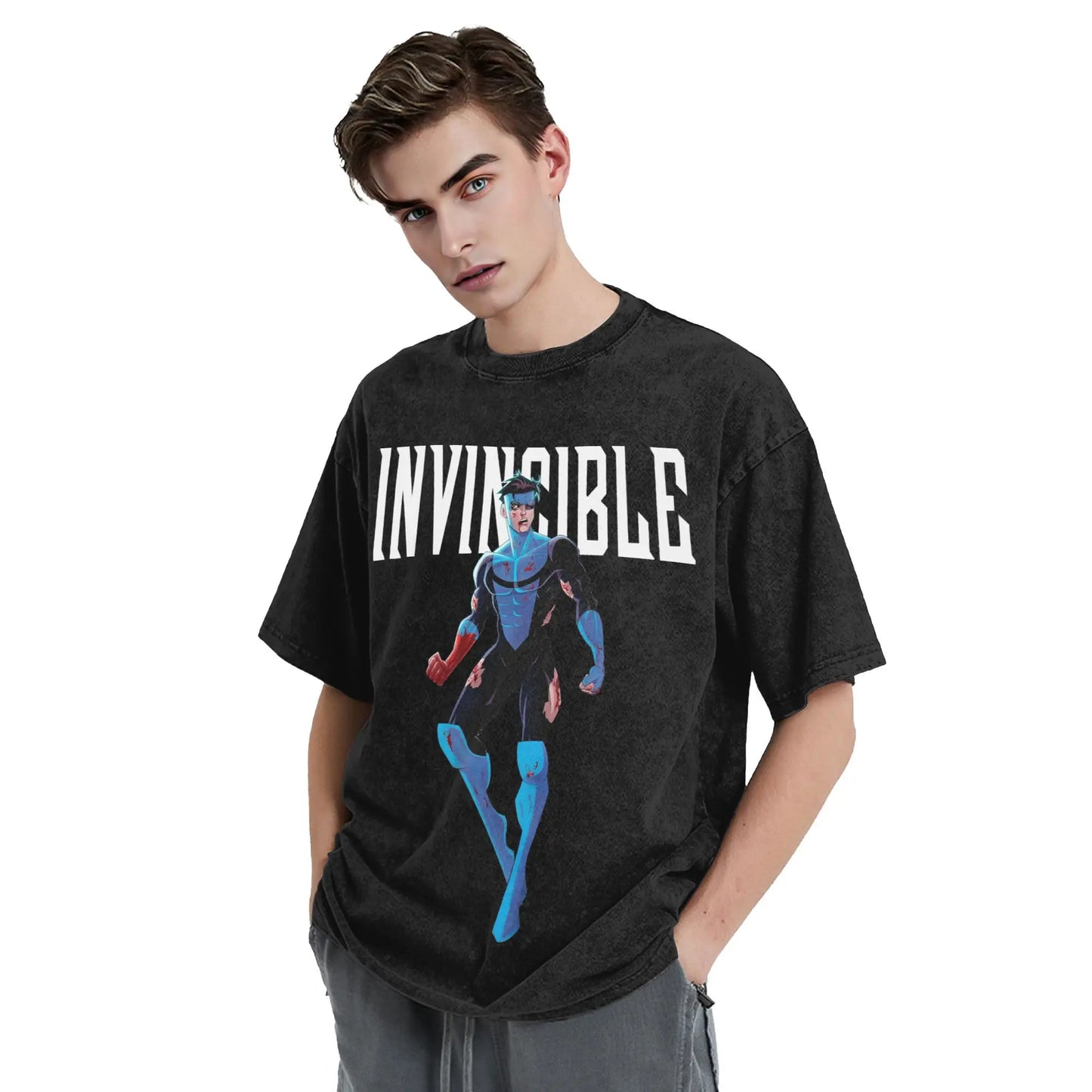 Men's Invincible Teenage Superhero T Shirts  Top Tees Summer  Fun Short-Sleeved T Shirt Round Neck Leisure Print Tshirt Hot Sale