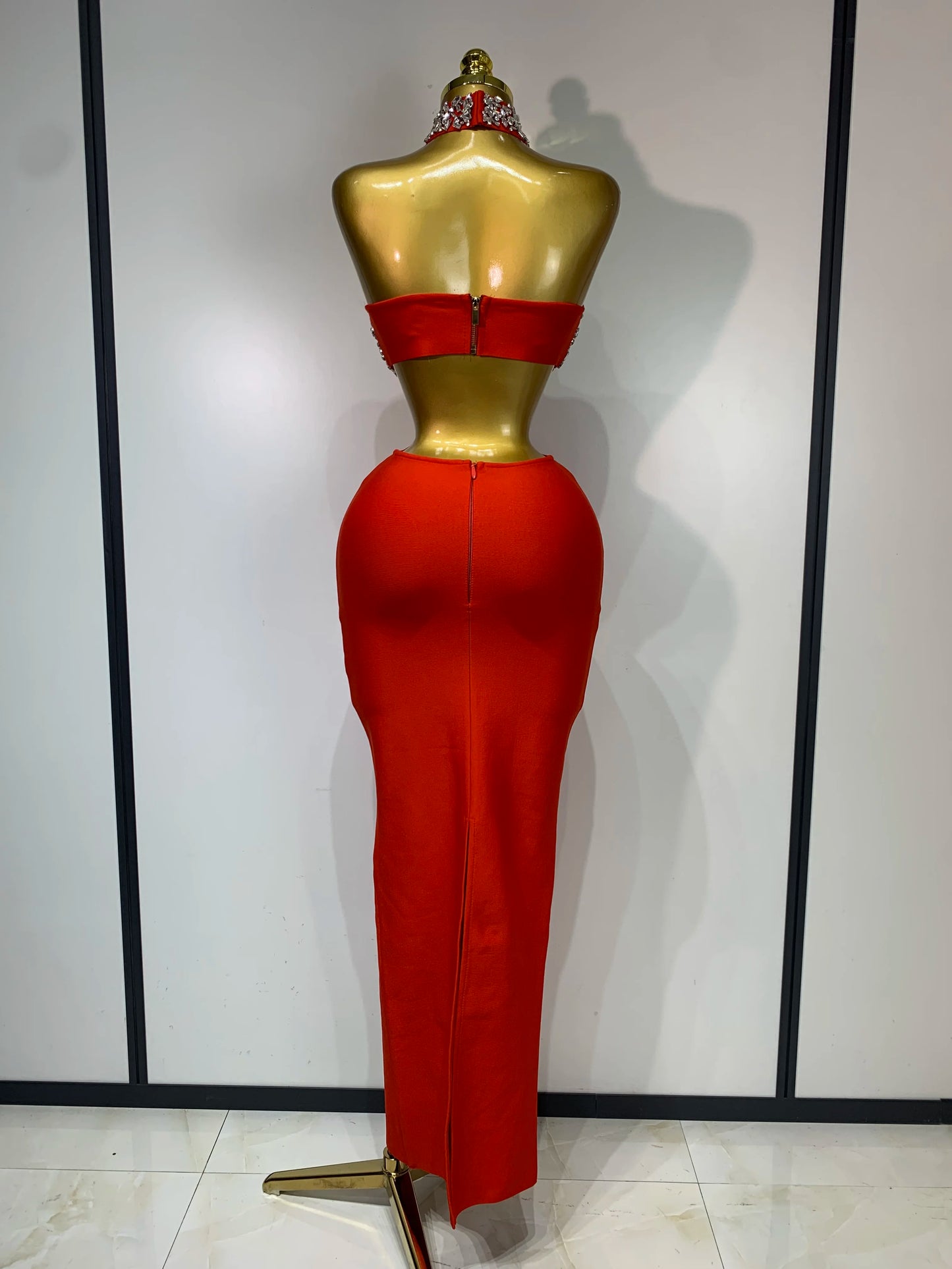 Women Sexy Backless Sparkly Crystal Diamonds Black Bodycon Bandage Dress Celebrity Elegant Evening Club Party Birthday Dresses
