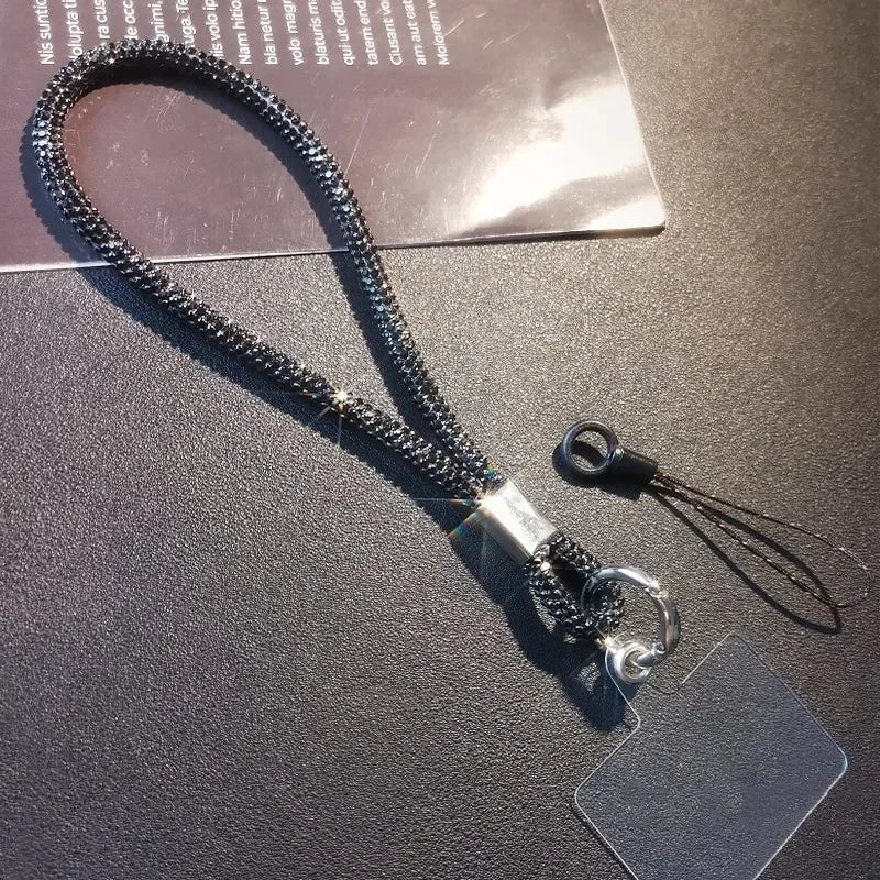 Universal Cellphone Wrist Strap with Card Gorgeous Flash Diamond Lanyard Colorful Hand Rope Mobile Phone Anti-Loss Charm Straps