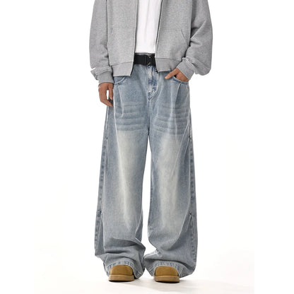 Men's Baggy Jeans Unisex Y2K Trendy Casual Wide Leg Denim Pants High Street Oversize Trousers American Style Streetwear Fashion