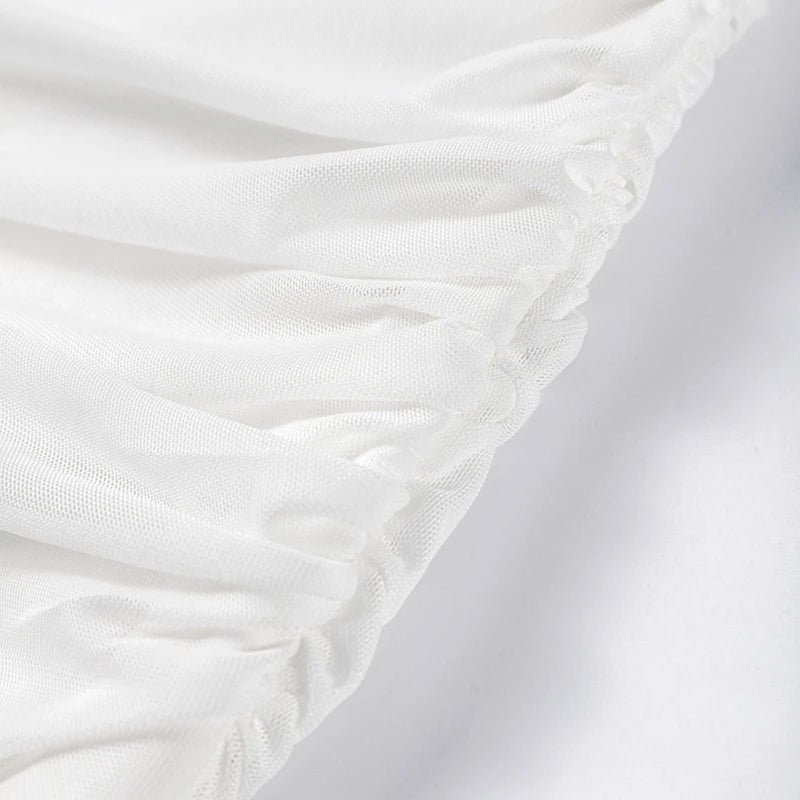Elegant Mesh Shawl Short Dress Women Pleated Half High Collar Sleeveless Female Dresses 2026 Spring Lady Chic Party Gowns New