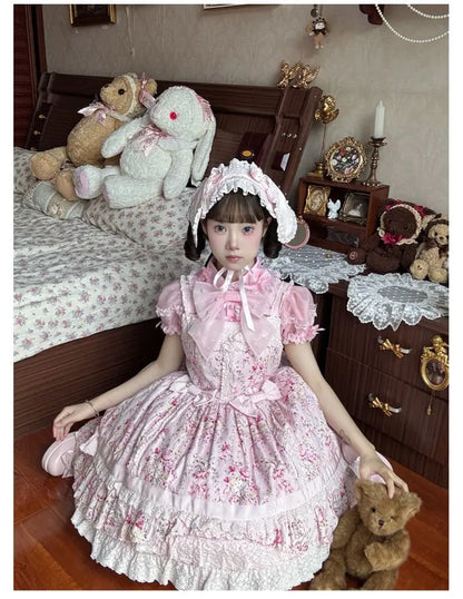Cute Sweet Lolita Girls Shirt 2025 Summer New Bubble Short-sleeved Shirts Doll Collar Single-breasted Candy-colored Blouse Top