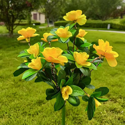 1PC Solar Powered Red Azalea Flower Stake Lights Waterproof LED Floral Garden Lights for Outdoor Patio Yard Pathway Decor
