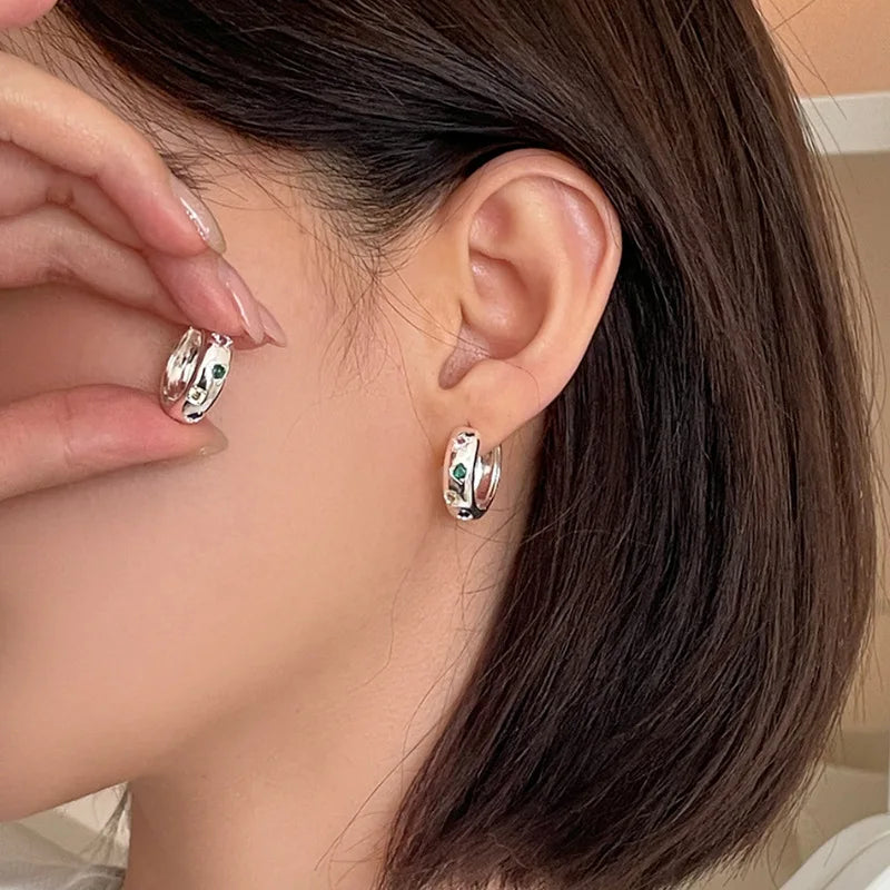 VENTFILLE 925 Sterling Silver Liquid Lava Texture Pearl Earring for Women Design Retro Versatile Jewelry Gift Dropshipping