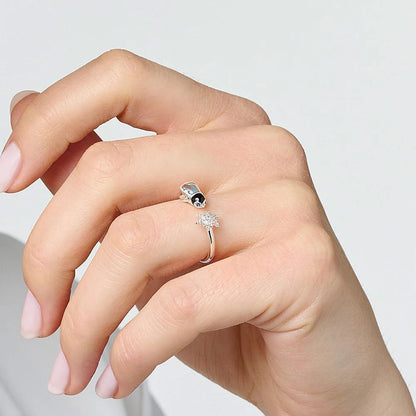 Ring Snowflakes and Penguin Europe Style Cute Fine Jewelry For Women Brand New Pure 925 Sterling Silver Gift