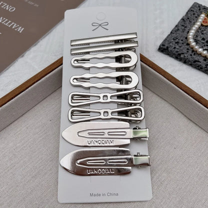 Sliver Metal Hair Clips Women Girls Y2K Duckbill Hairpin Personality Bangs Side Headwear Barrettes Hairclip Styling Accessories