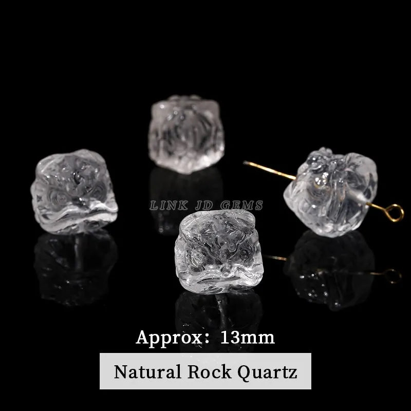 1 Pc Natural Stone Fluorite Obsidian Rock Quartz Carved Lion Head Beads With Hole For Jewelry Making Diy Necklace Bracelet