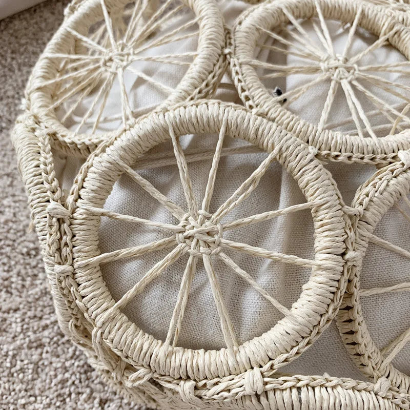 Large Capacity Straw Woven Handbag Handwoven Hollow Women Shoulder Bag Travel Vacation Summer Beach Bag Top Handle Bags