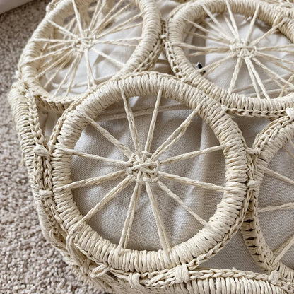 Large Capacity Straw Woven Handbag Handwoven Hollow Women Shoulder Bag Travel Vacation Summer Beach Bag Top Handle Bags