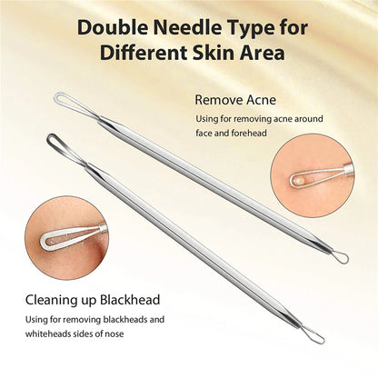 Acne Blackhead Remover Needle Tools Set  Blackhead Tweezer Pimple Extractor Stainless Steel Blackspot Removal Skin Care Tool