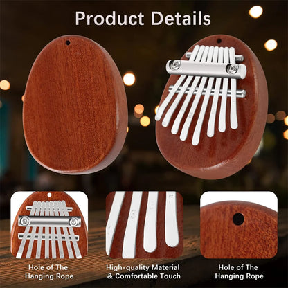 Mini Kalimba 8 Key Thumb Piano Water Drop Style - Portable Cute Musical Instrument for Kids & Adults - Perfect Exquisite Gift