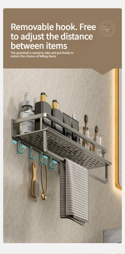 bathroom rack bathroom shelf toilet space aluminum hanging rack bathroom organizer hang on the wall