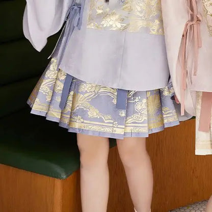 2023 Spring Summer New Fashion Printing High Waist Strap A-line Skirt Women High Street Chinese Style Loose Casual Pleated Skirt
