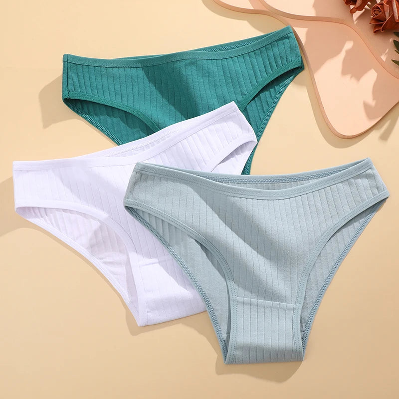 FINETOO 10PCS Women's Cotton Panties Sexy Breathable Underwear Female Solid Comfortable Lingerie Striped Briefs Wholesale M-XL