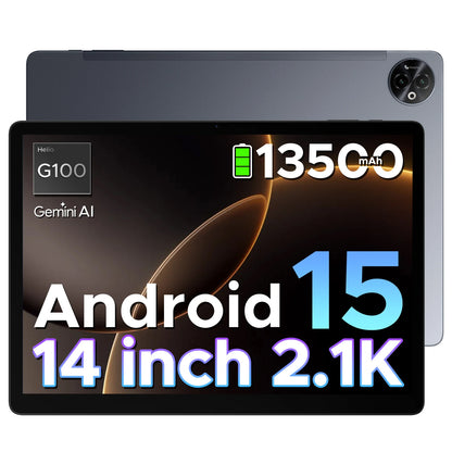 Doogee Tab E3 Max 2 in 1 Tablet Pc 14" 2.1K Display Android 15 32Gb (8+24) 256Gb 13500Mah Battery Qual Speaker Helio G100 Tablet