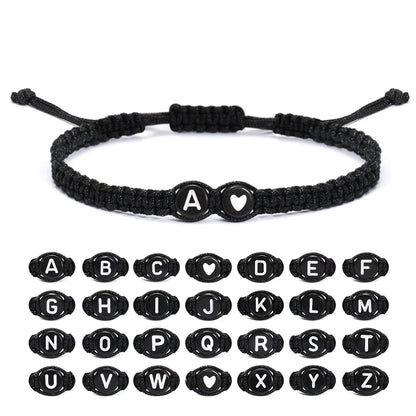 26 Letters Initial Heart Bracelets Handmade Adjustable A-Z Name Braided Bracelets For Women Men Friendship Jewelry