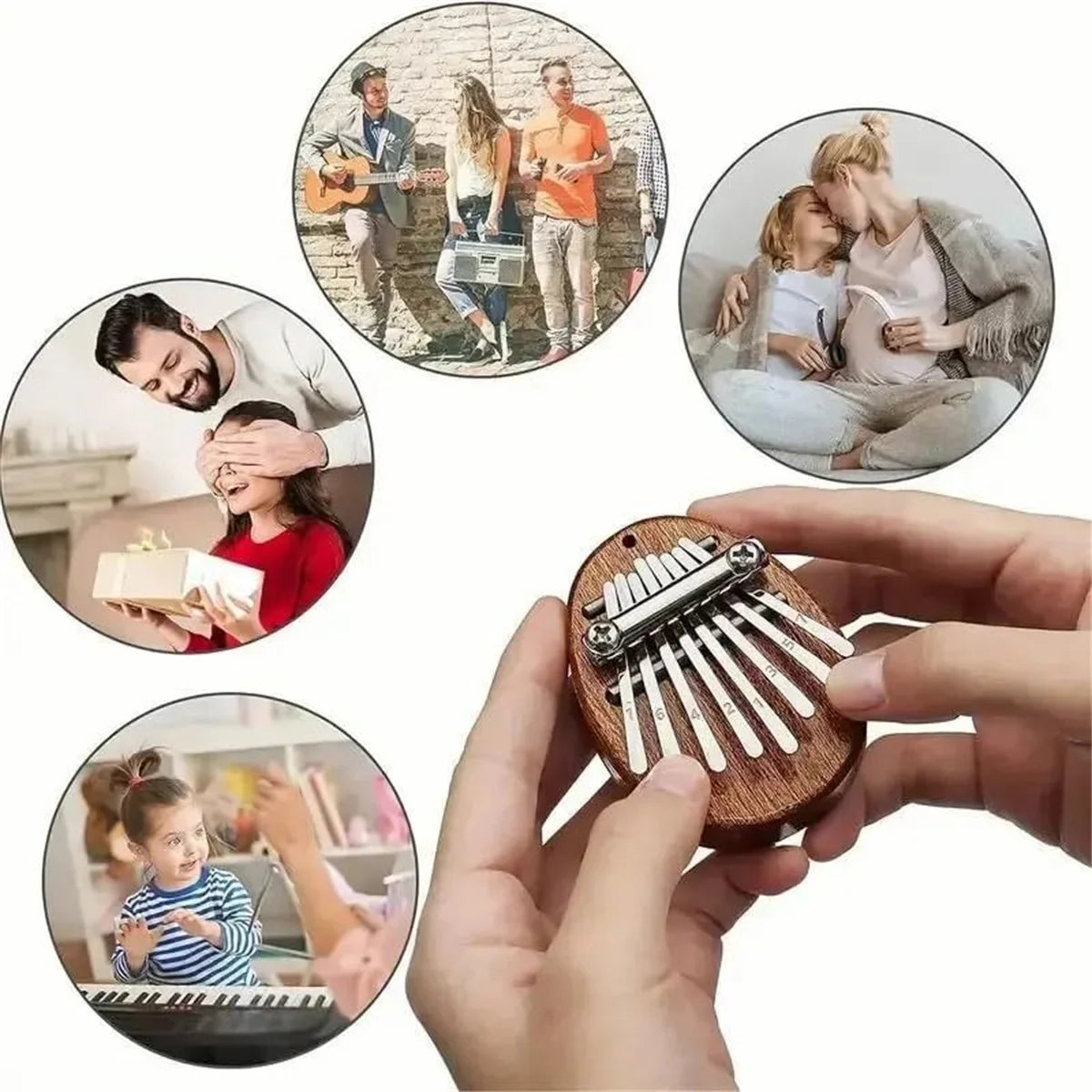 Mini Kalimba 8 Key Thumb Piano Water Drop Style - Portable Cute Musical Instrument for Kids & Adults - Perfect Exquisite Gift