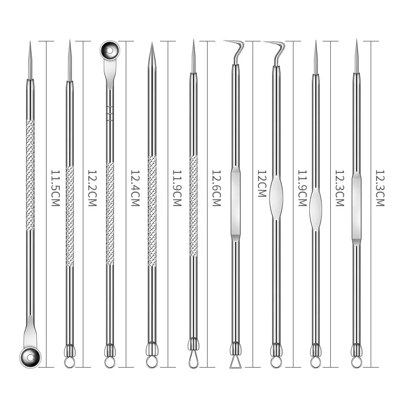 Acne Blackhead Remover Needle Tools Set  Blackhead Tweezer Pimple Extractor Stainless Steel Blackspot Removal Skin Care Tool