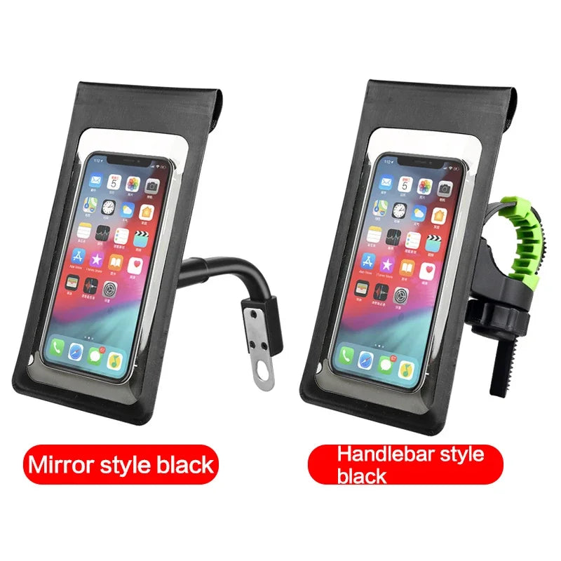 Bicycle Motorcycle Holder Waterproof TPU Touch Screen Cell Phone Rental Handle Installation for 6.5 inch Smartphone Bike Mount