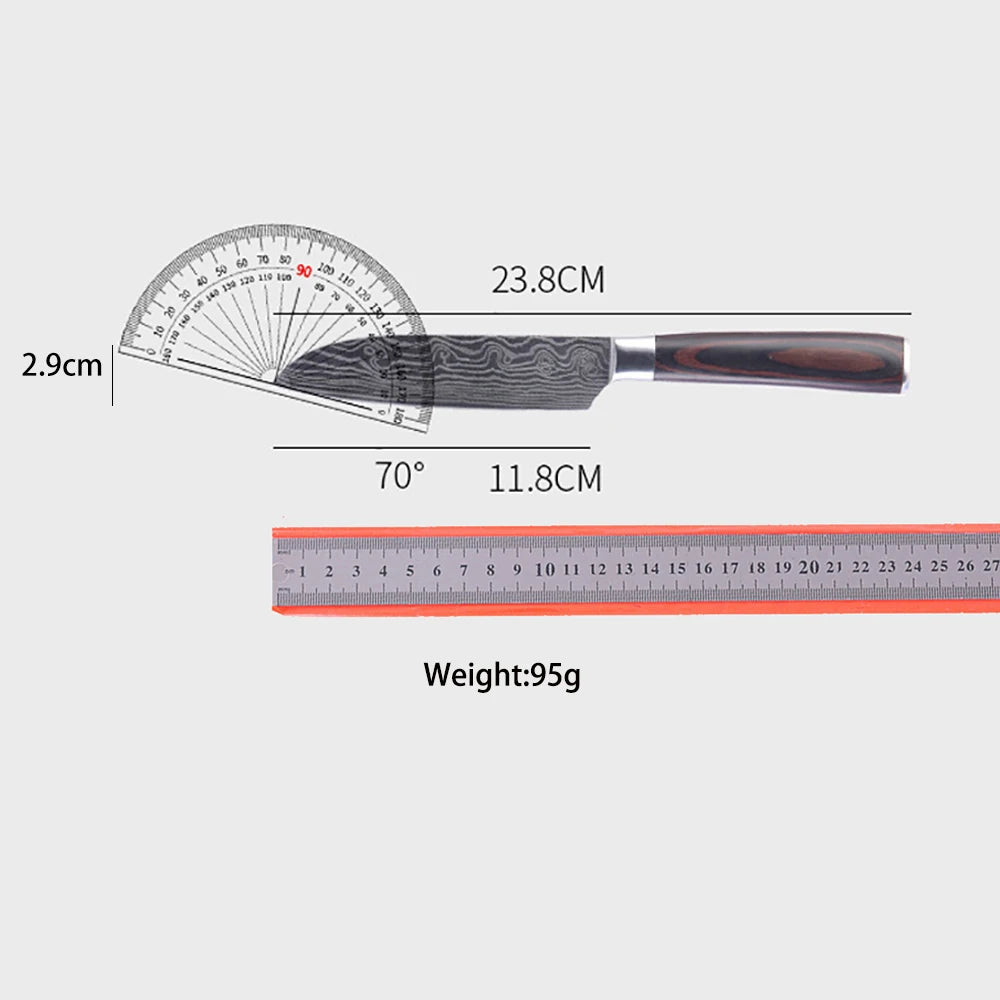 High Carbon Steel Santoku Knife 5 Inch Kitchen Chopping Knives for Vegetable Fruit Cutting Slicing Pakkawood Handle