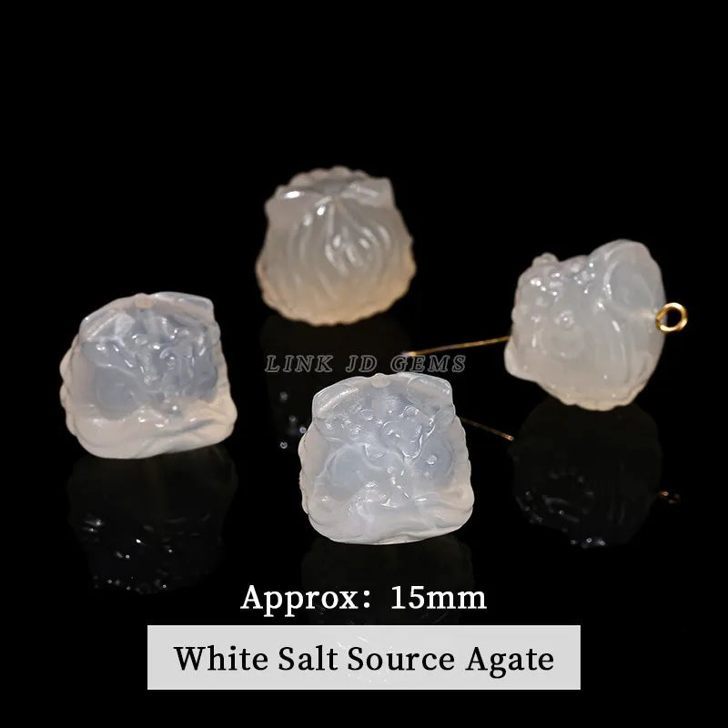 1 Pc Natural Stone Fluorite Obsidian Rock Quartz Carved Lion Head Beads With Hole For Jewelry Making Diy Necklace Bracelet