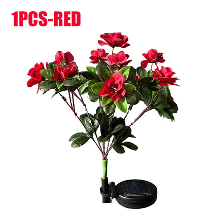 LED Azalea Solar Light Outdoor Waterproof Garden Flower Lamp for Yard Lawn Path Lighting Holiday Wedding Artificial Flower Decor