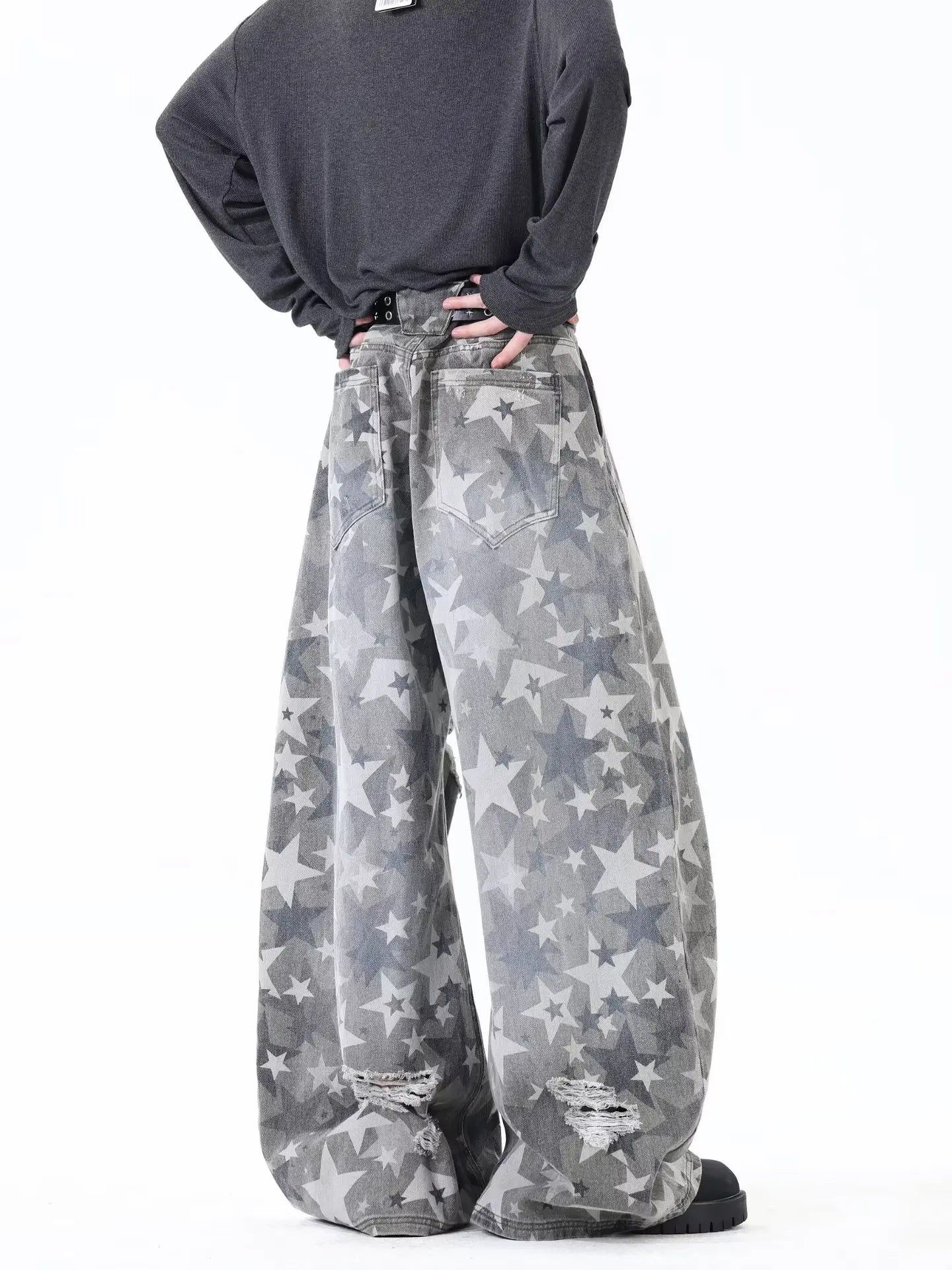 Men's Baggy Jeans Unisex Y2K Trendy Casual Wide Leg Denim Pants High Street Oversize Trousers American Style Streetwear Fashion