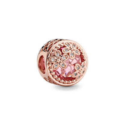 Rose Gold Fine Plated Pink Clip Dasiy Butterfly Dragonfly DIY Charms Fit Original Sterling Silver 925 Bracelet For Women Jewelry
