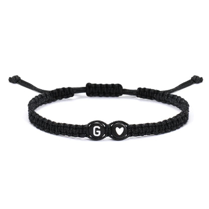 26 Letters Initial Heart Bracelets Handmade Adjustable A-Z Name Braided Bracelets For Women Men Friendship Jewelry