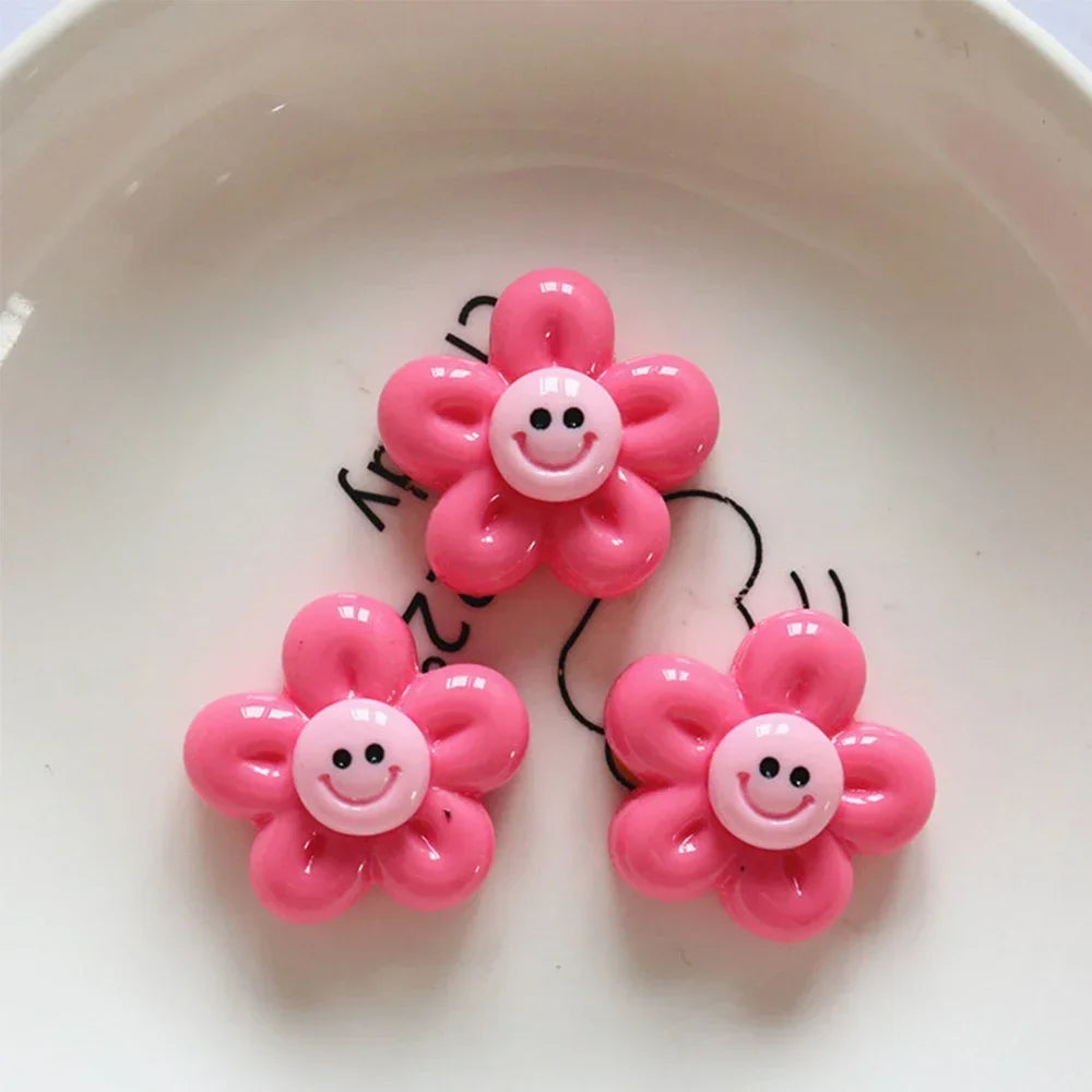 10PCS Shiny Rose Red Bear Flower Miniature Resin Flat Back Cabochons For Hairpin Scrapbooking DIY Home Decor Craft Accessories
