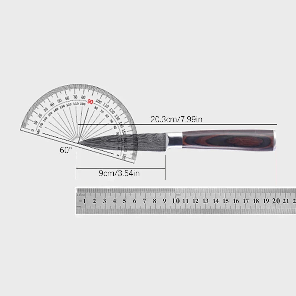 High Carbon Steel Santoku Knife 5 Inch Kitchen Chopping Knives for Vegetable Fruit Cutting Slicing Pakkawood Handle