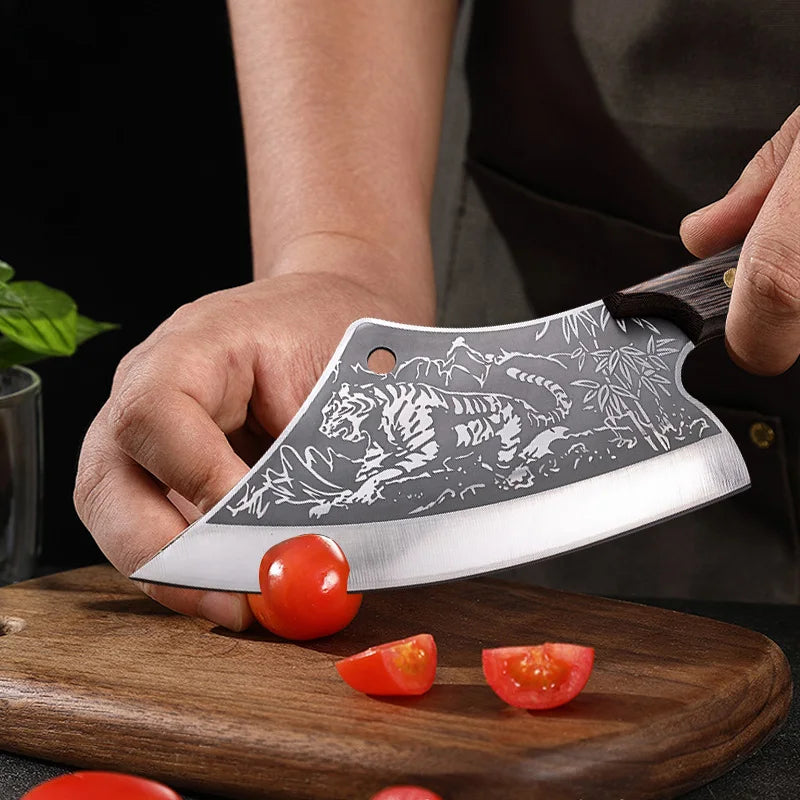 Hand Forge Blade Kitchen Knives Utility Chop Vegetables Cleaver Meat Boning Butcher Knife Wood Handle Chef Barbecue Cooking Tool