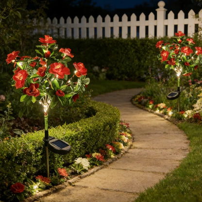 1PC Solar Powered Azalea Flower Stake Lights Waterproof LED Floral Garden Lights for Gift Outdoor Patio Yard Pathway Decor