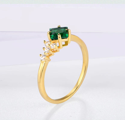 ATTAGEMS 925 Sterling Silver 18K Gold Plated Emerald Engagement Ring Wedding Bands Fine Jewelry Wholesale Drop Shipping