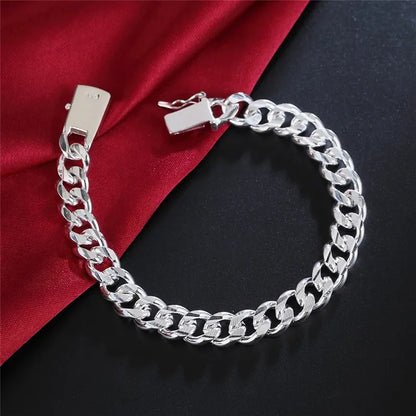 925 Sterling Silver Solid 10mm chain Bracelet men women Chain noble wedding Jewelry fashion charms party birthday gift