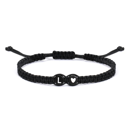 26 Letters Initial Heart Bracelets Handmade Adjustable A-Z Name Braided Bracelets For Women Men Friendship Jewelry